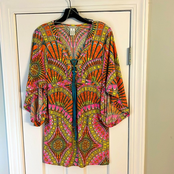 Trina Turk Orange Sherbert Swim Beach Cover Up Tunic Dress - Picture 1 of 8